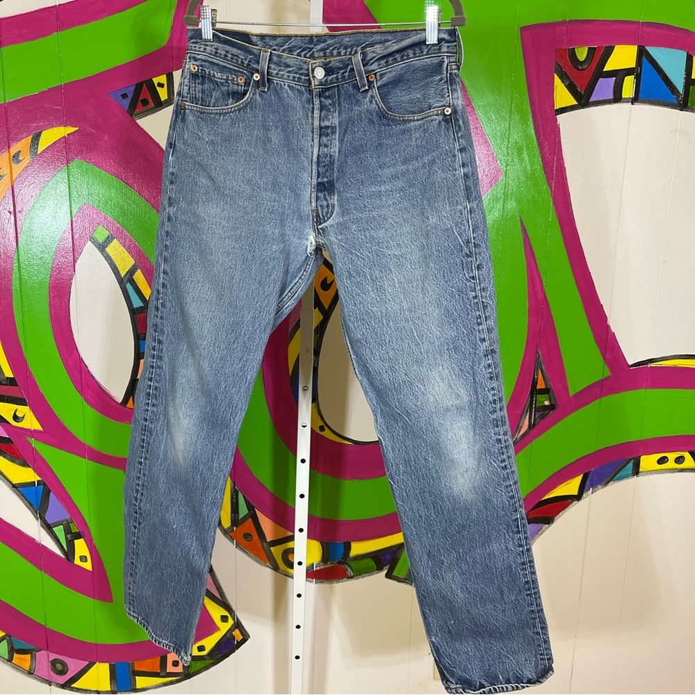 Levi's 501xx, 5 Button Fly, 35x36. Good used condition. Hole in the crotch.